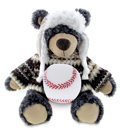 SUPER SOFT PLUSH WITH CLOTHES - BLACK BEAR WITH BASEBALL PLUSH