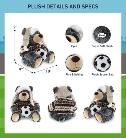 SUPER SOFT PLUSH WITH CLOTHES - BLACK BEAR WITH SOCCER PLUSH