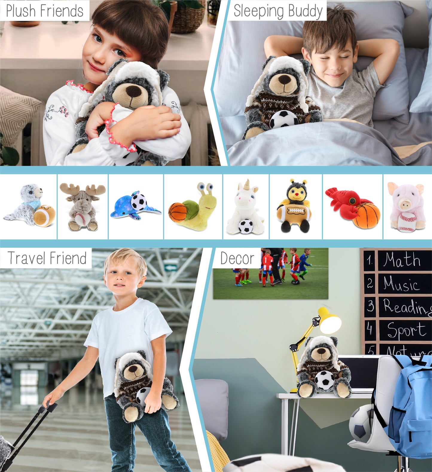 SUPER SOFT PLUSH WITH CLOTHES - BLACK BEAR WITH SOCCER PLUSH