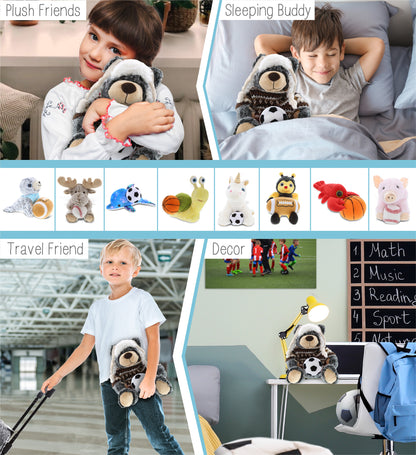 SUPER SOFT PLUSH WITH CLOTHES - BLACK BEAR WITH SOCCER PLUSH