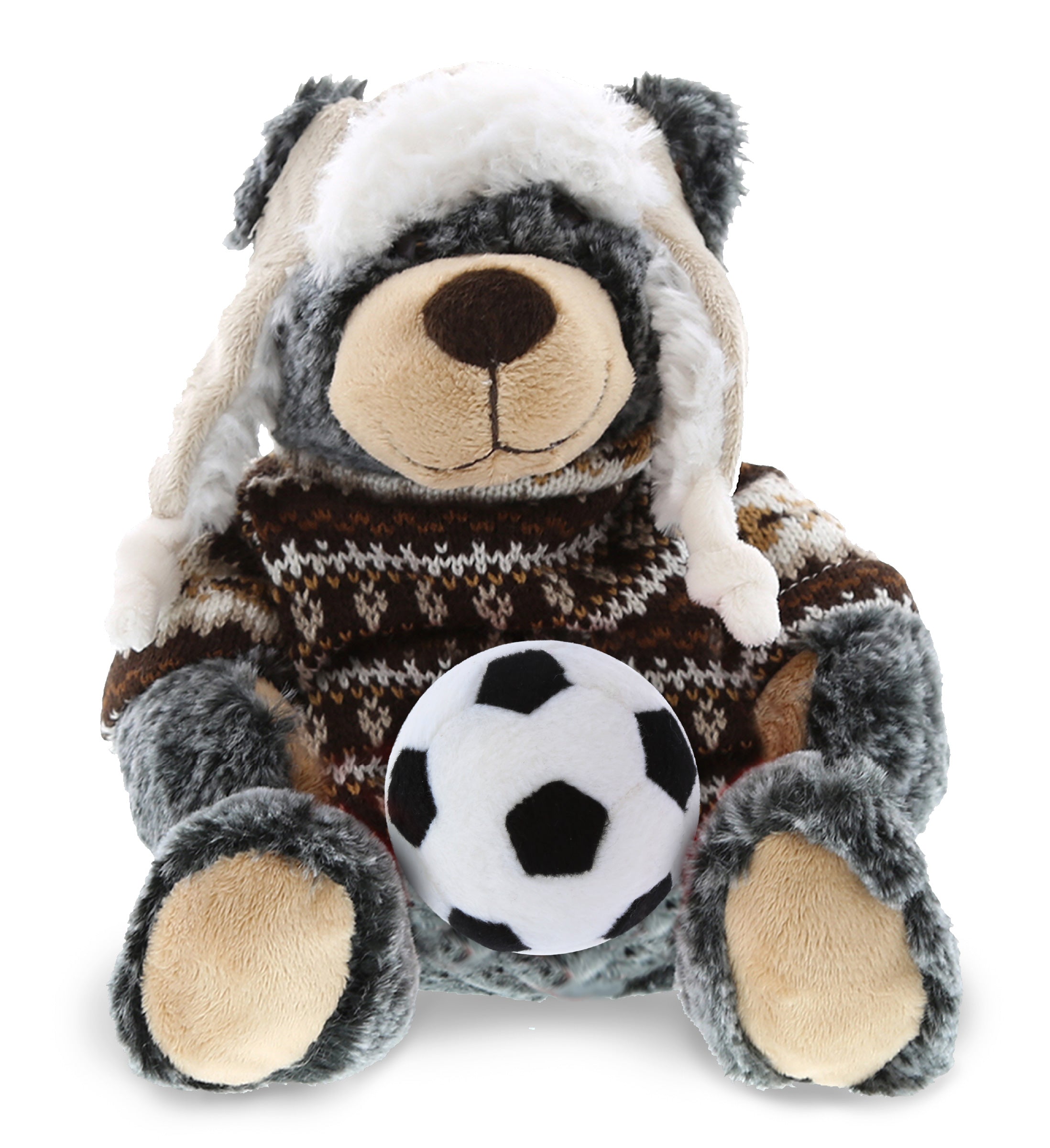 SUPER SOFT PLUSH WITH CLOTHES - BLACK BEAR WITH SOCCER PLUSH