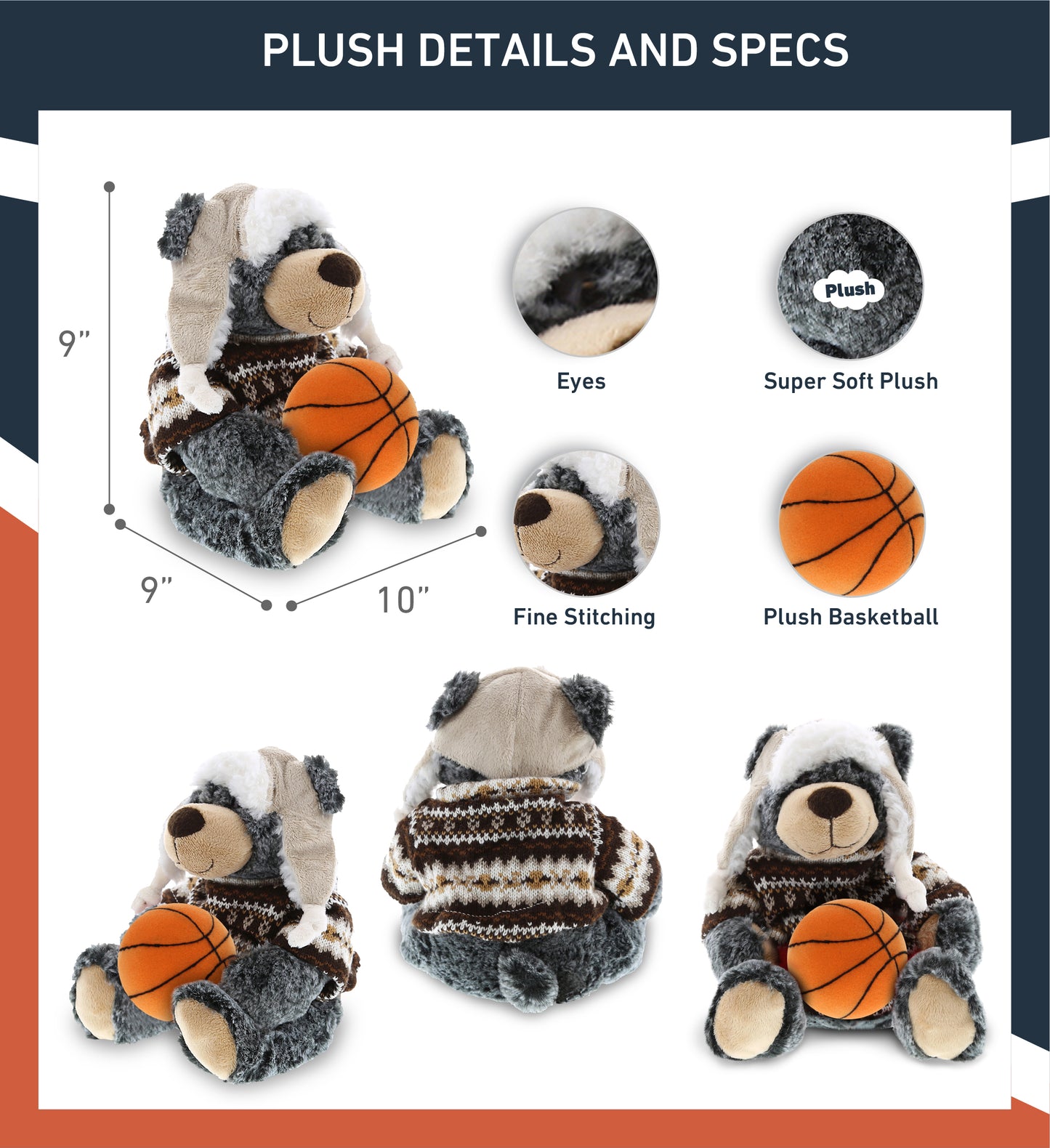 SUPER SOFT PLUSH WITH CLOTHES - BLACK BEAR WITH BASKETBALL PLUSH