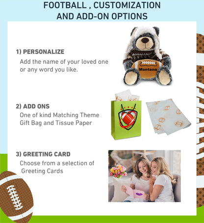 SUPER SOFT PLUSH WITH CLOTHES - BLACK BEAR WITH FOOTBALL PLUSH