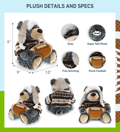 SUPER SOFT PLUSH WITH CLOTHES - BLACK BEAR WITH FOOTBALL PLUSH