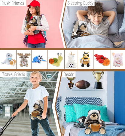 SUPER SOFT PLUSH WITH CLOTHES - BLACK BEAR WITH FOOTBALL PLUSH