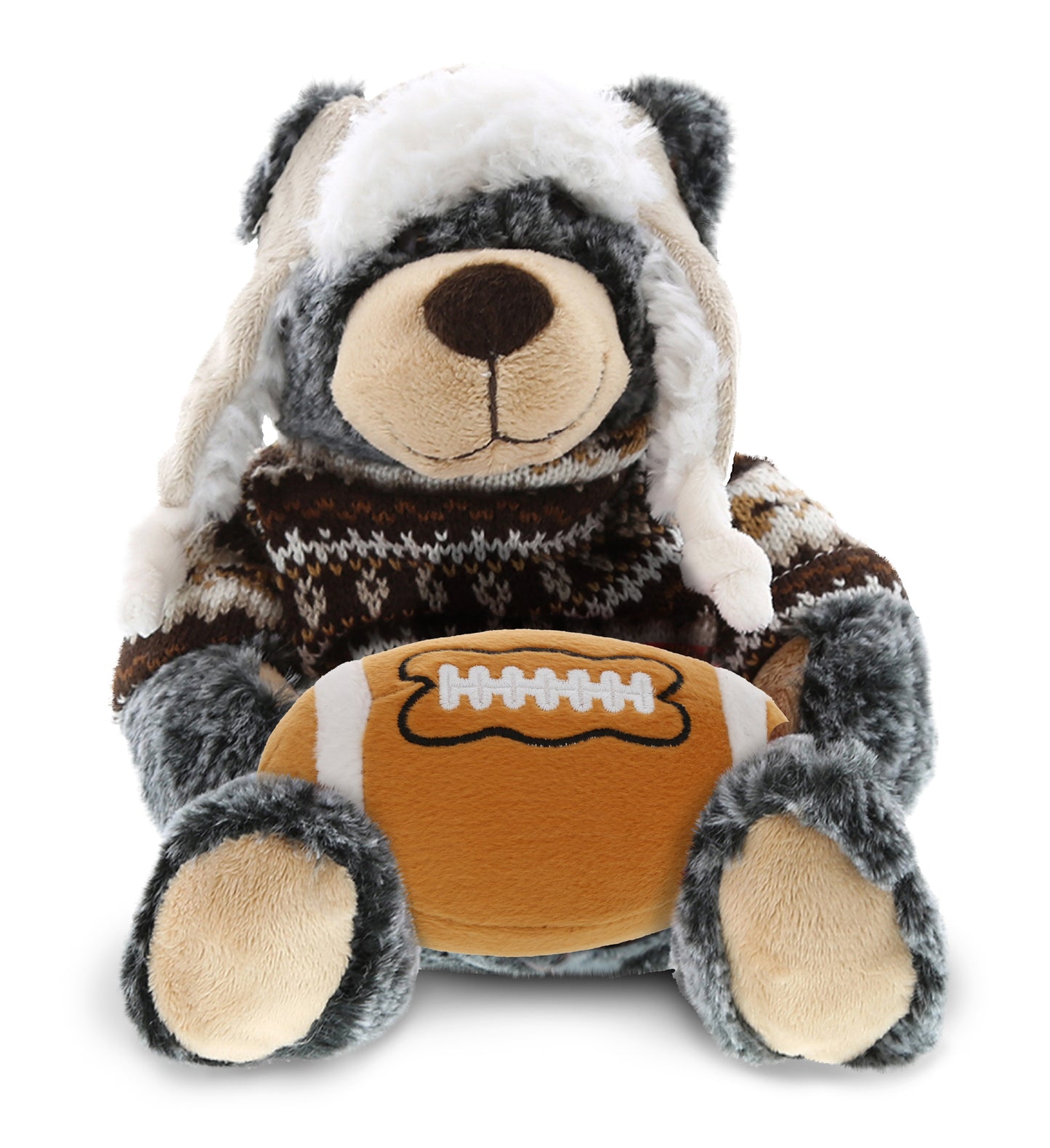 SUPER SOFT PLUSH WITH CLOTHES - BLACK BEAR WITH FOOTBALL PLUSH
