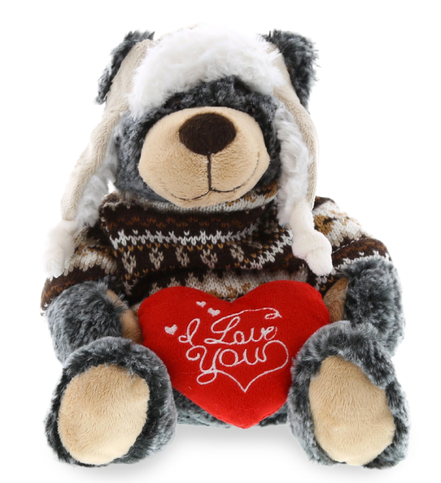 PLUSH I LOVE YOU RED HEART - SUPER SOFT PLUSH WITH CLOTHES - BLACK BEAR