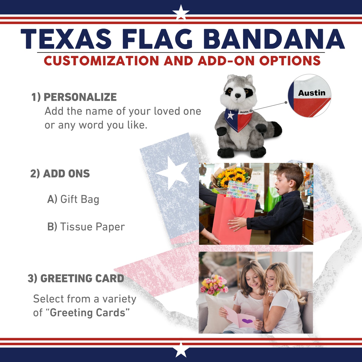 SUPER SOFT PLUSH - RACCOON WITH TEXAS FLAG BANDANA