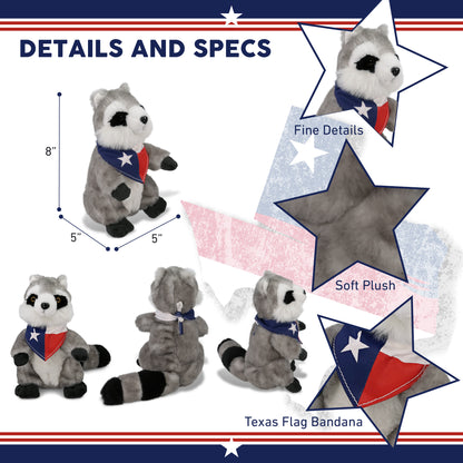 SUPER SOFT PLUSH - RACCOON WITH TEXAS FLAG BANDANA