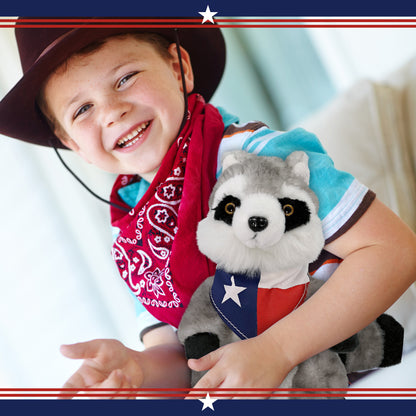 SUPER SOFT PLUSH - RACCOON WITH TEXAS FLAG BANDANA