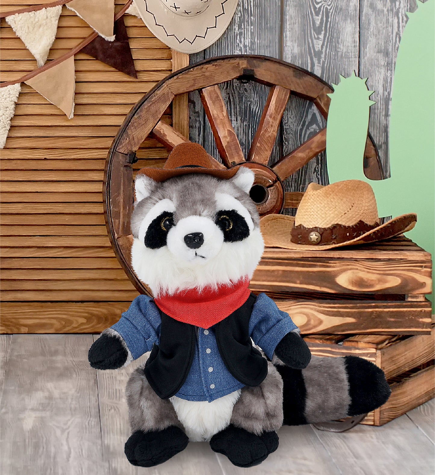 SUPER SOFT PLUSH - RACCOON COWBOY DRESS UP