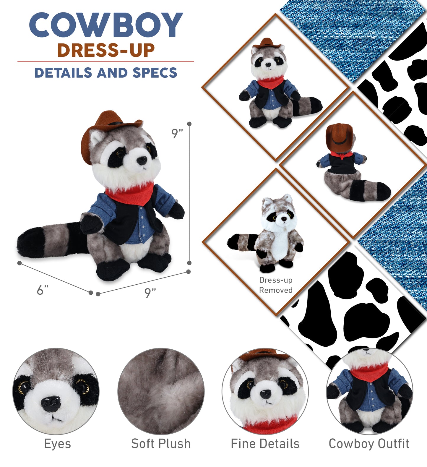 SUPER SOFT PLUSH - RACCOON COWBOY DRESS UP