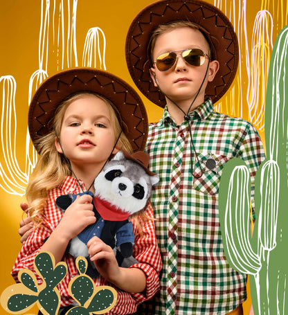 SUPER SOFT PLUSH - RACCOON COWBOY DRESS UP