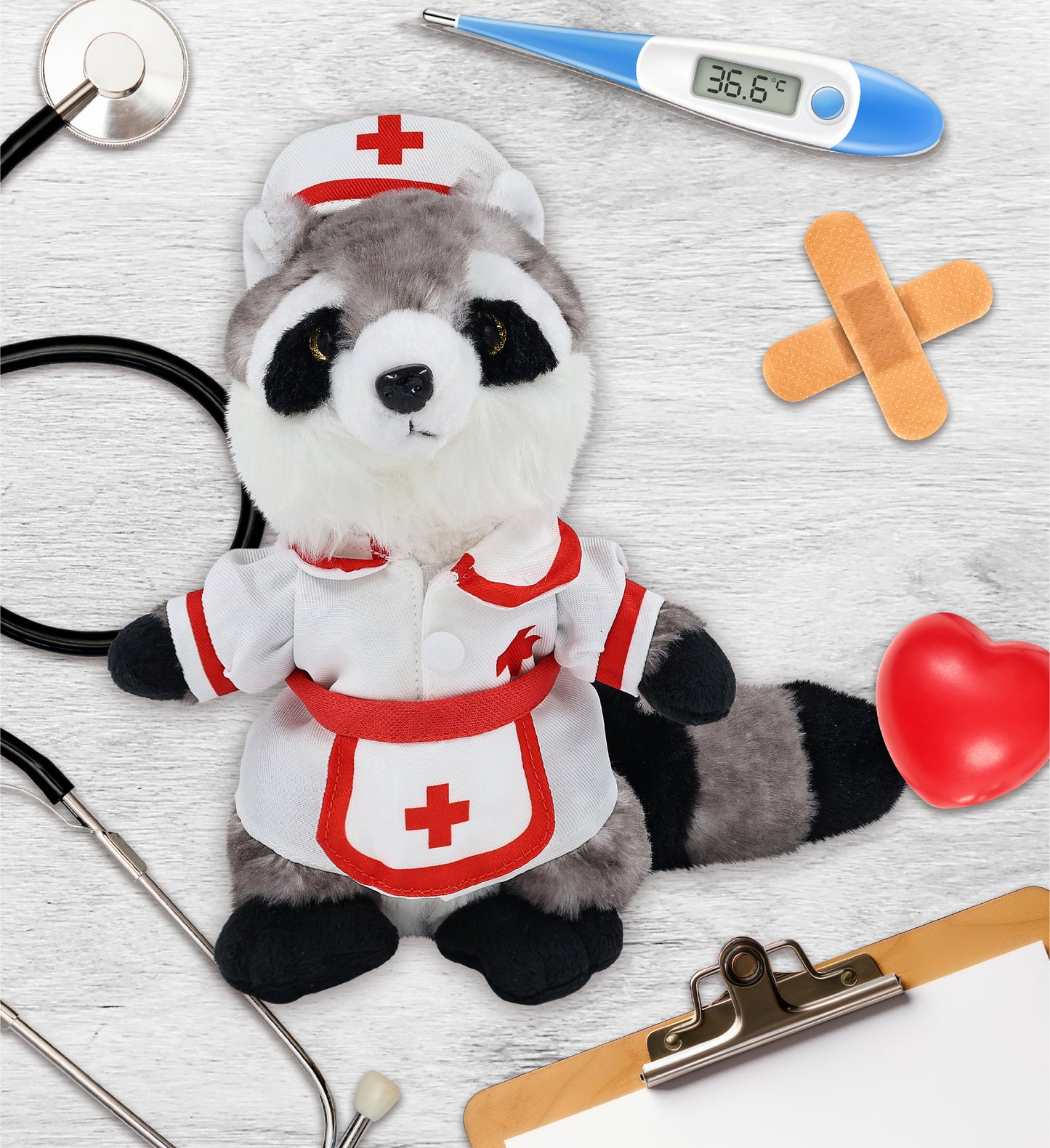 SUPER SOFT PLUSH - RACCOON NURSE DRESS UP