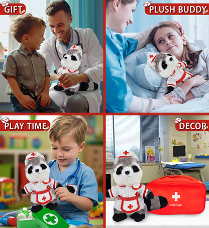 SUPER SOFT PLUSH - RACCOON NURSE DRESS UP