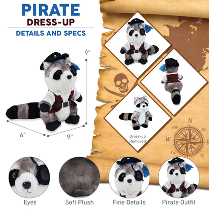 SUPER SOFT PLUSH - RACCOON WITH PIRATE DRESS UP