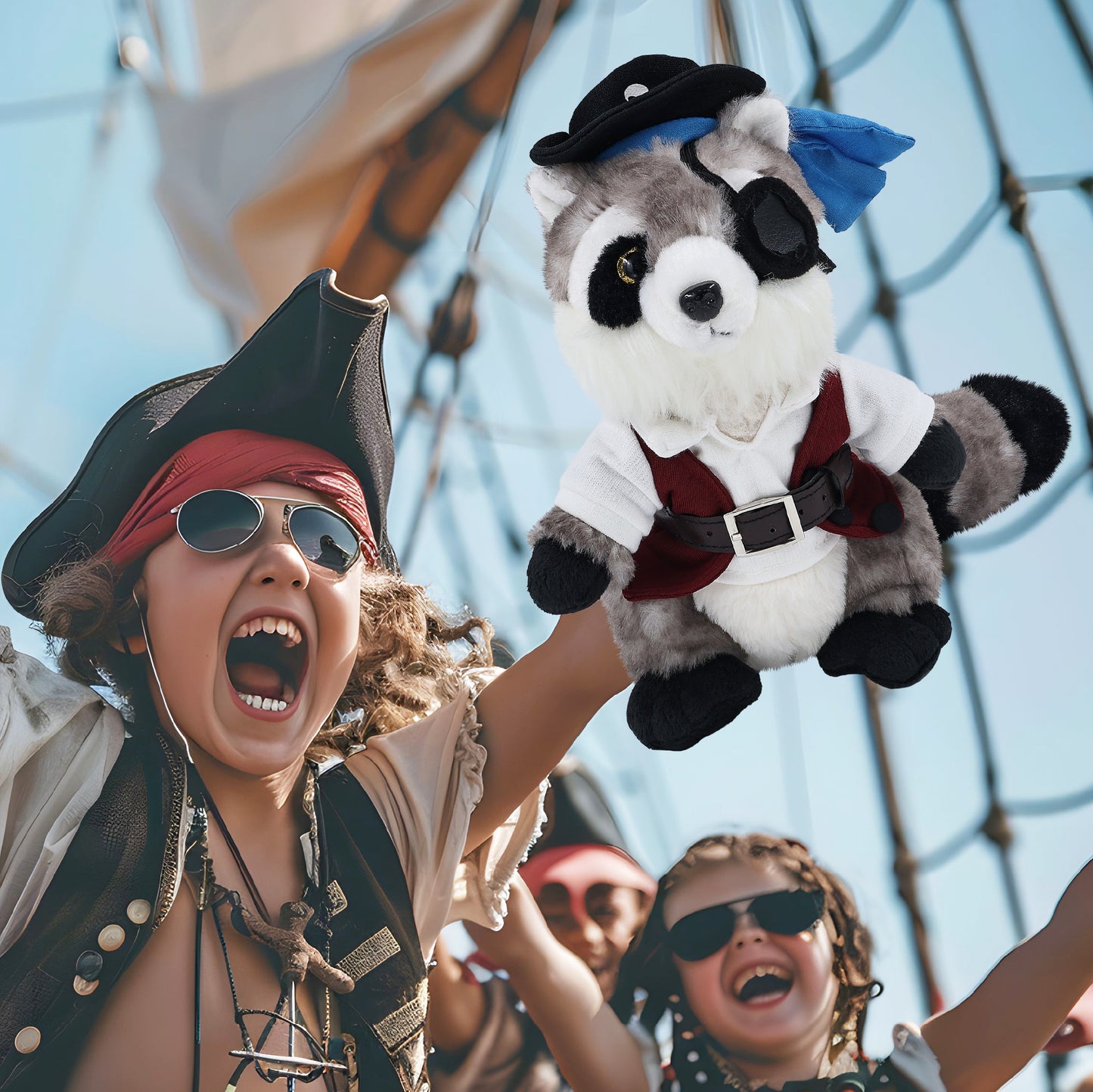 SUPER SOFT PLUSH - RACCOON WITH PIRATE DRESS UP