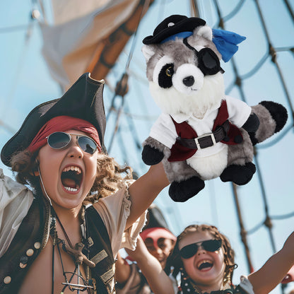 SUPER SOFT PLUSH - RACCOON WITH PIRATE DRESS UP
