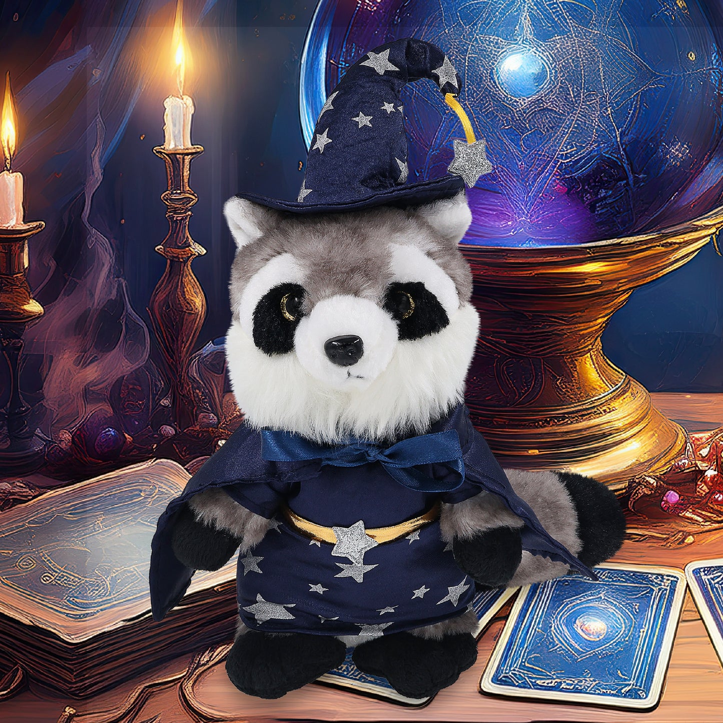 SUPER SOFT PLUSH - RACCOON WITH WIZARD DRESS UP