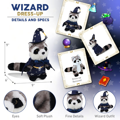 SUPER SOFT PLUSH - RACCOON WITH WIZARD DRESS UP