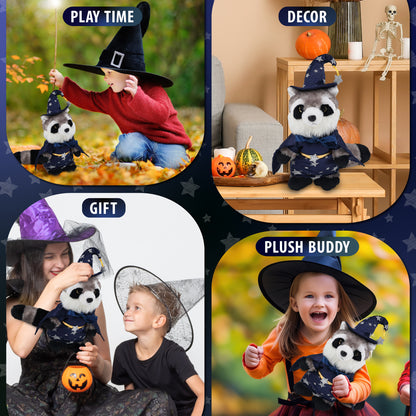 SUPER SOFT PLUSH - RACCOON WITH WIZARD DRESS UP