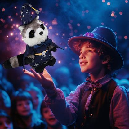SUPER SOFT PLUSH - RACCOON WITH WIZARD DRESS UP