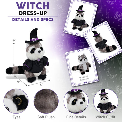 SUPER SOFT PLUSH - RACCOON WITH WITCH DRESS UP