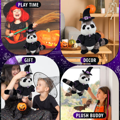 SUPER SOFT PLUSH - RACCOON WITH WITCH DRESS UP