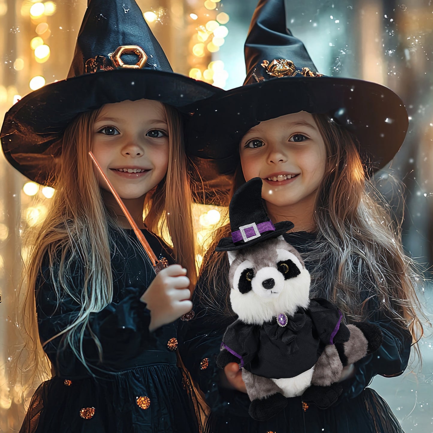 SUPER SOFT PLUSH - RACCOON WITH WITCH DRESS UP