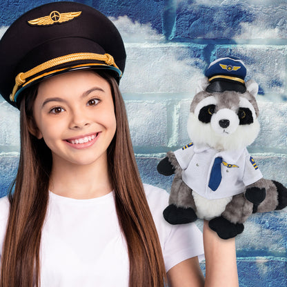 SUPER SOFT PLUSH - RACCOON WITH PILOT DRESS UP