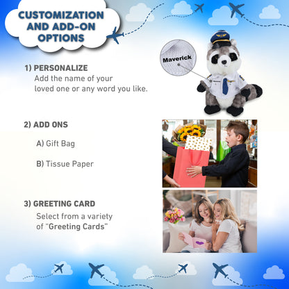 SUPER SOFT PLUSH - RACCOON WITH PILOT DRESS UP