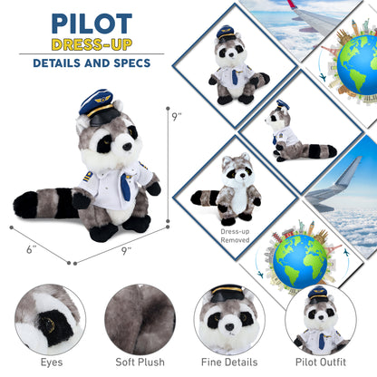 SUPER SOFT PLUSH - RACCOON WITH PILOT DRESS UP