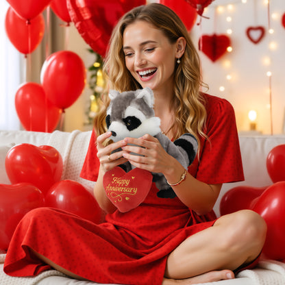 SUPER SOFT PLUSH - RACCOON WITH HAPPY ANNIVERSARY HEART