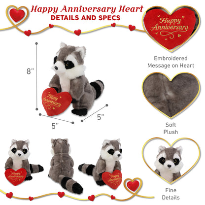 SUPER SOFT PLUSH - RACCOON WITH HAPPY ANNIVERSARY HEART