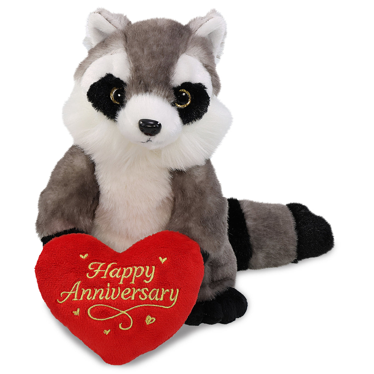 SUPER SOFT PLUSH - RACCOON WITH HAPPY ANNIVERSARY HEART