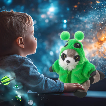SUPER SOFT PLUSH - RACCOON WITH ALIEN SWEATER