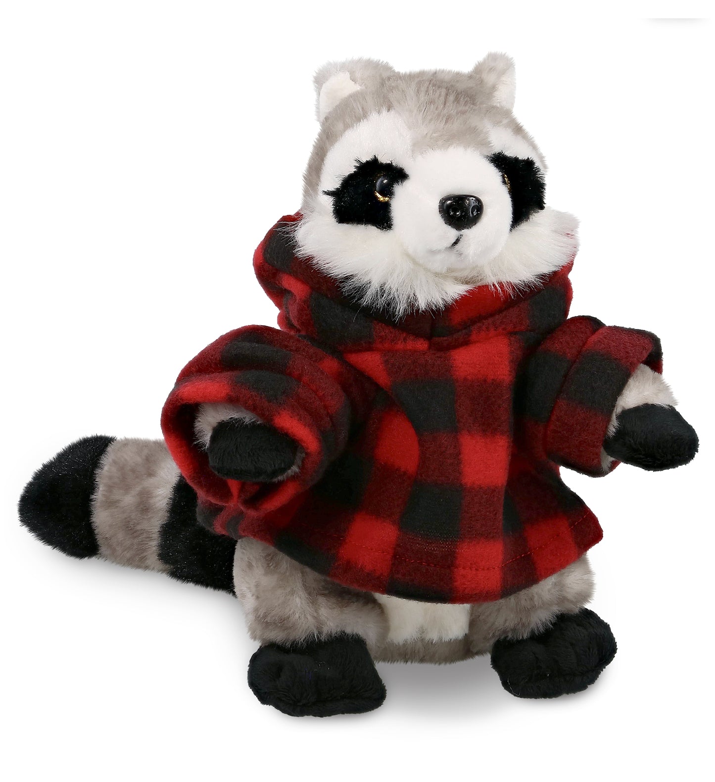 PLUSH RED PLAID HOODIE - SUPER SOFT PLUSH - RACCOON