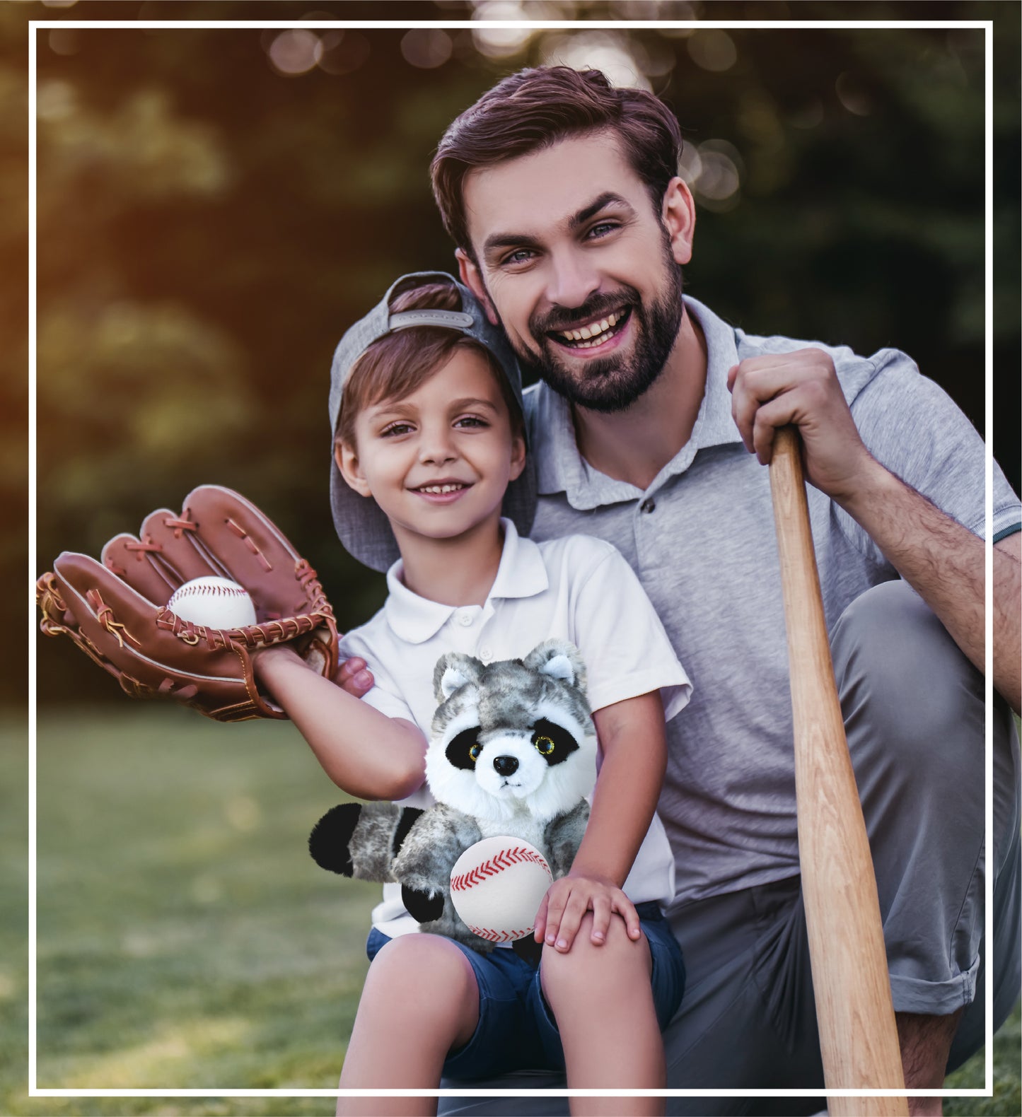 SUPER SOFT PLUSH - RACCOON WITH BASEBALL PLUSH