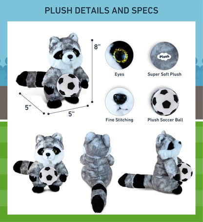 SUPER SOFT PLUSH - RACCOON WITH SOCCER PLUSH