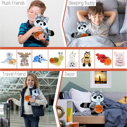 SUPER SOFT PLUSH - RACCOON WITH BASKETBALL PLUSH