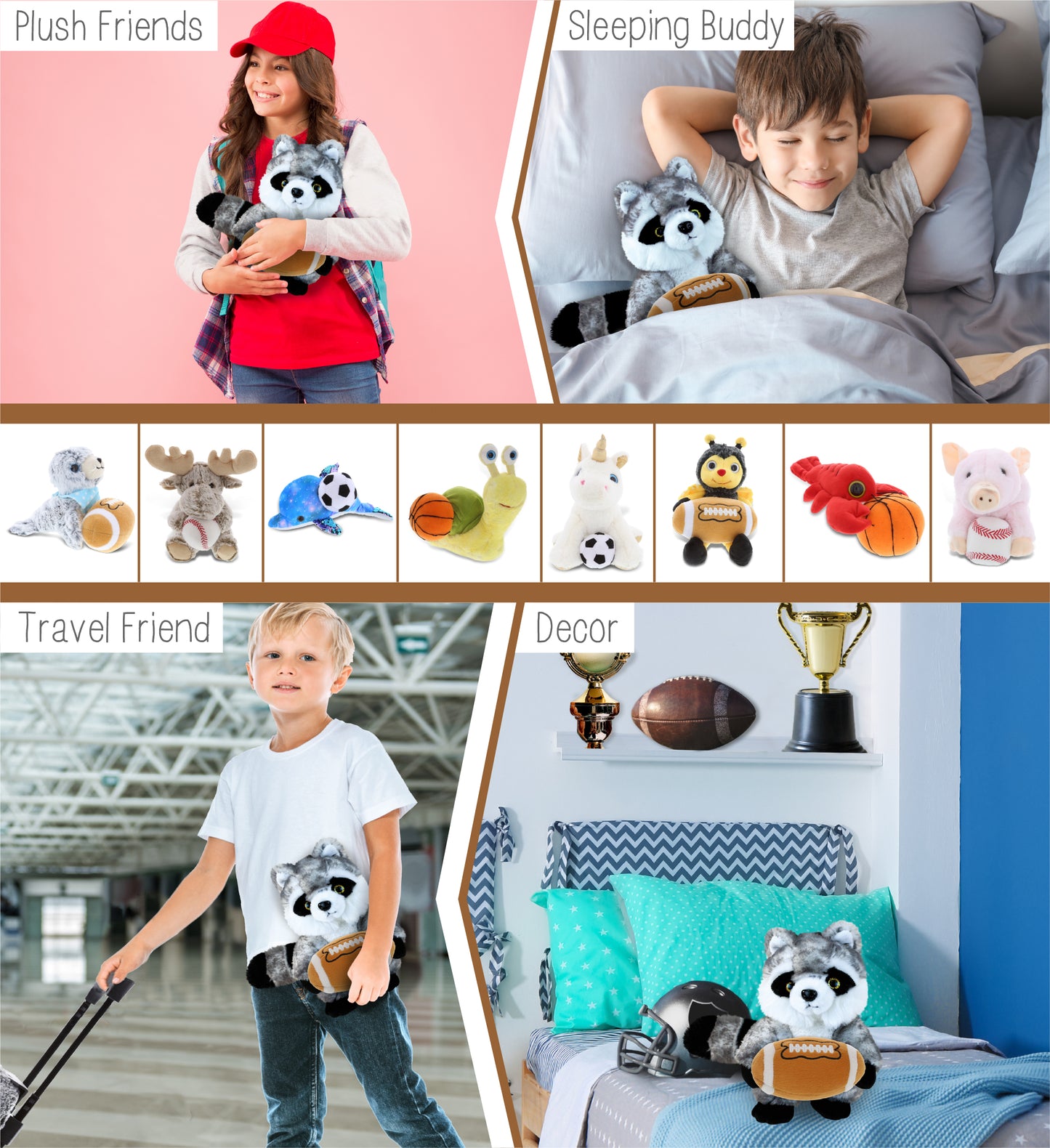 SUPER SOFT PLUSH - RACCOON WITH FOOTBALL PLUSH
