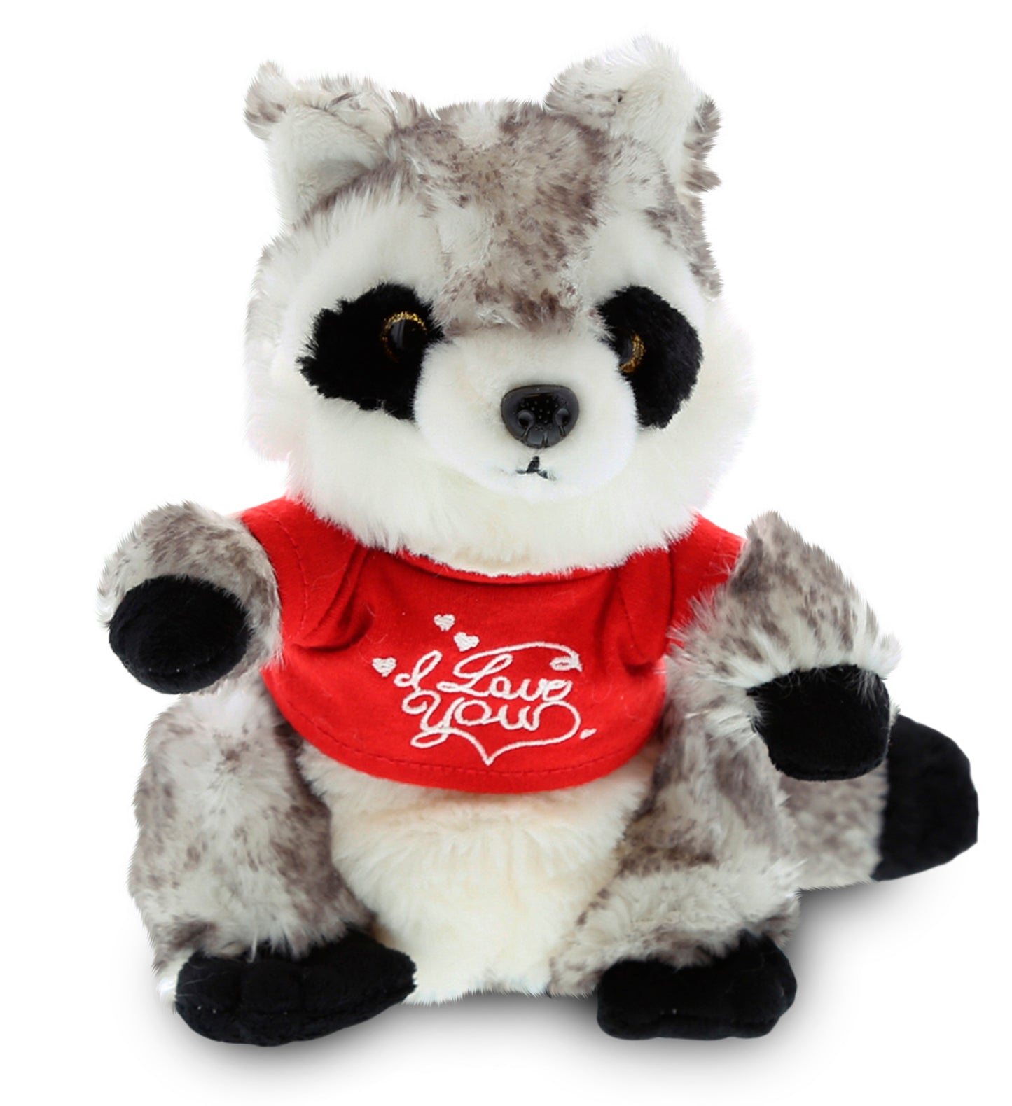 PLUSH I LOVE YOU RED SHIRT- SUPER SOFT PLUSH - RACCOON
