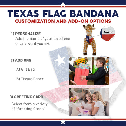 SUPER SOFT PLUSH - WILD SMALL GIRAFFE WITH TEXAS FLAG BANDANA