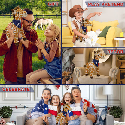 SUPER SOFT PLUSH - WILD SMALL GIRAFFE WITH TEXAS FLAG BANDANA