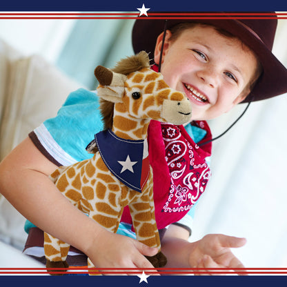 SUPER SOFT PLUSH - WILD SMALL GIRAFFE WITH TEXAS FLAG BANDANA