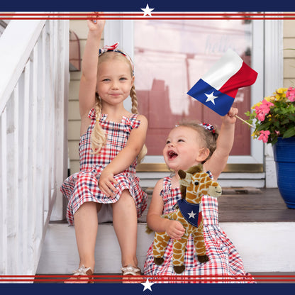 SUPER SOFT PLUSH - WILD SMALL GIRAFFE WITH TEXAS FLAG BANDANA