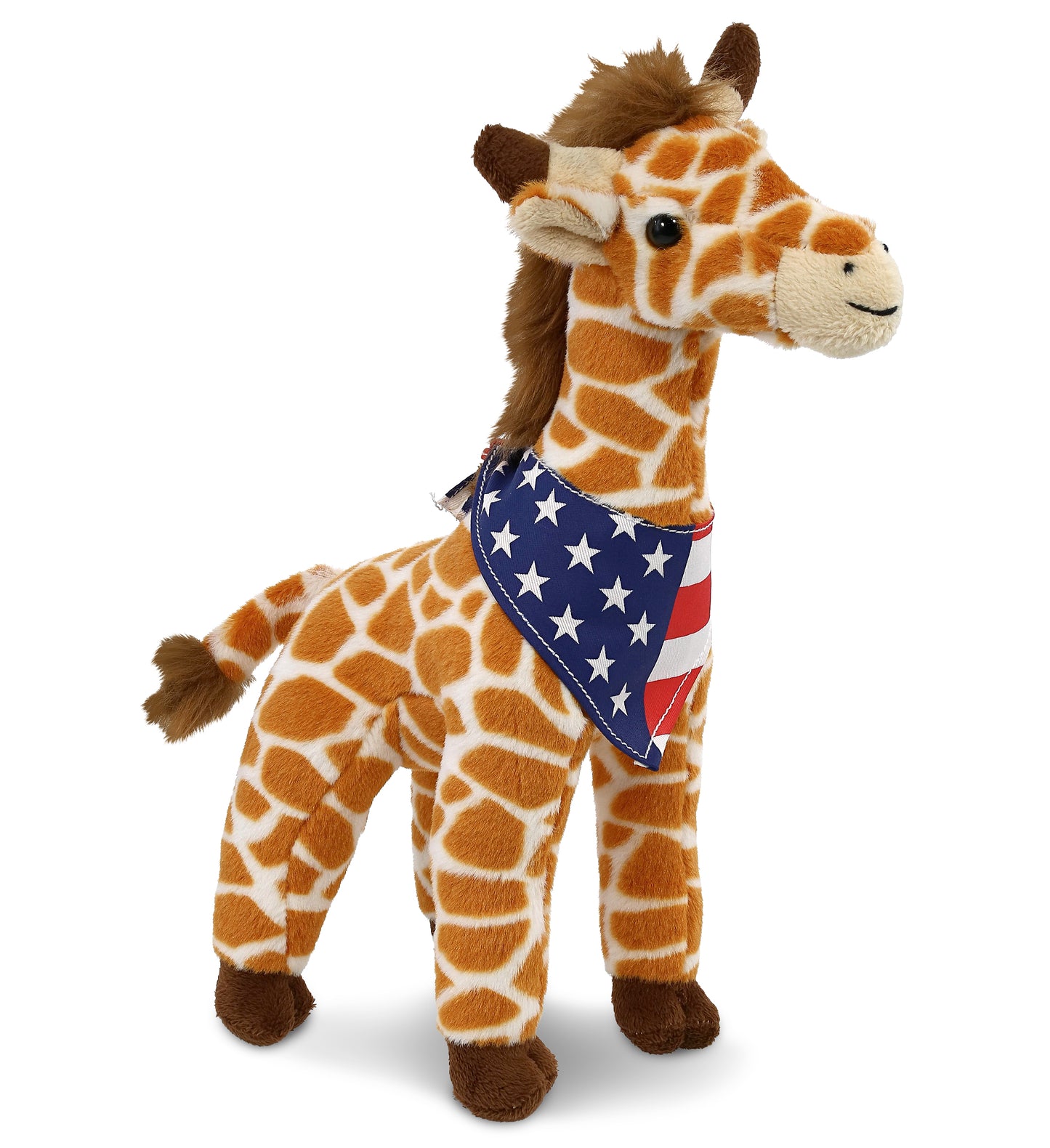 SUPER SOFT PLUSH - WILD SMALL GIRAFFE WITH USA FLAG BANDANA