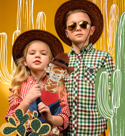 SUPER SOFT PLUSH - WILD SMALL GIRAFFE COWBOY DRESS UP