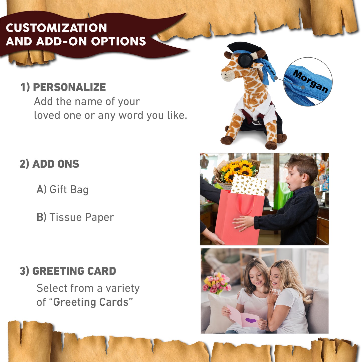 SUPER SOFT PLUSH - WILD SMALL GIRAFFE WITH PIRATE DRESS UP