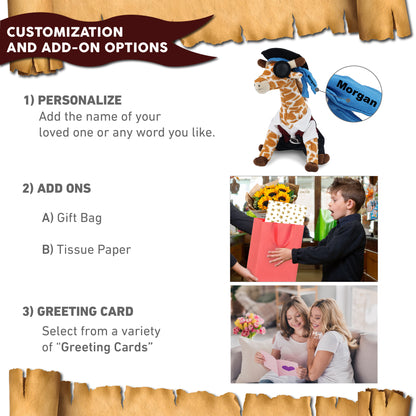 SUPER SOFT PLUSH - WILD SMALL GIRAFFE WITH PIRATE DRESS UP